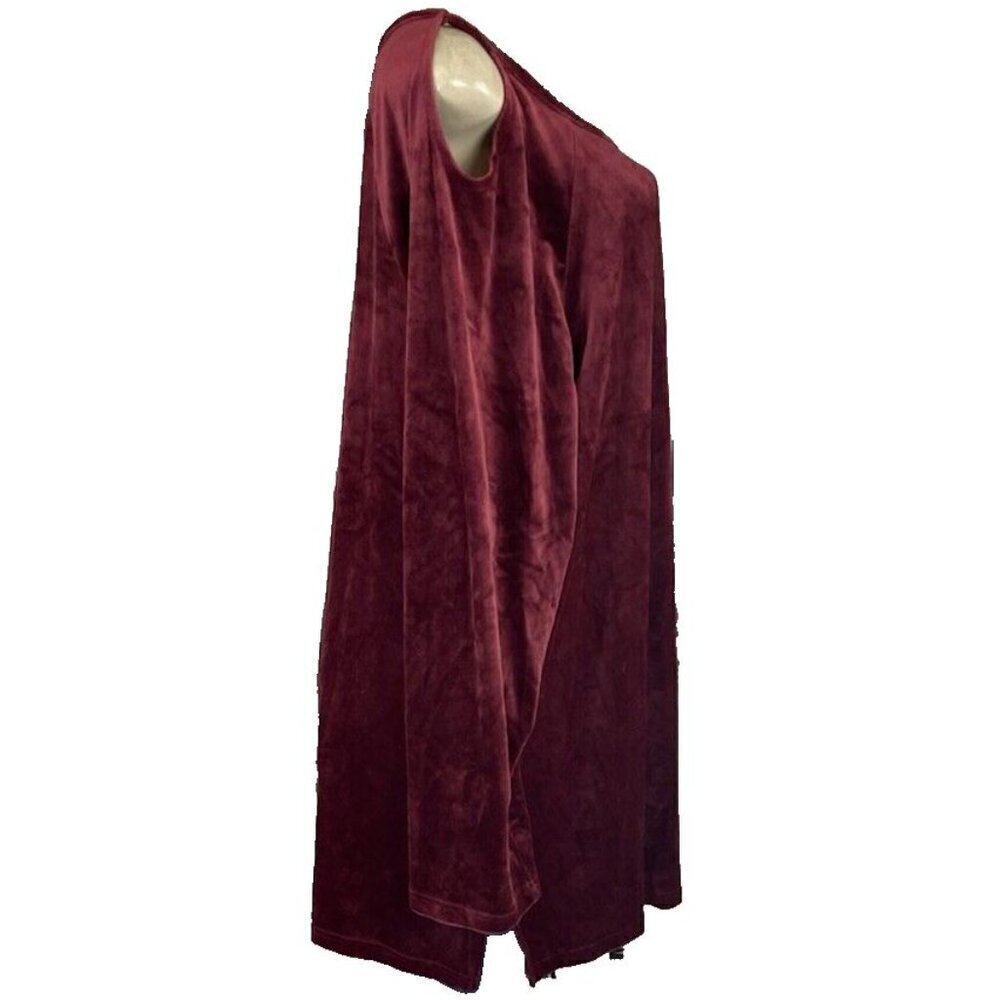 Woman Within +26/28 Maroon Velour KeyHole Neck Cold Shoulder Long Sleeve Top - Picture 3 of 6